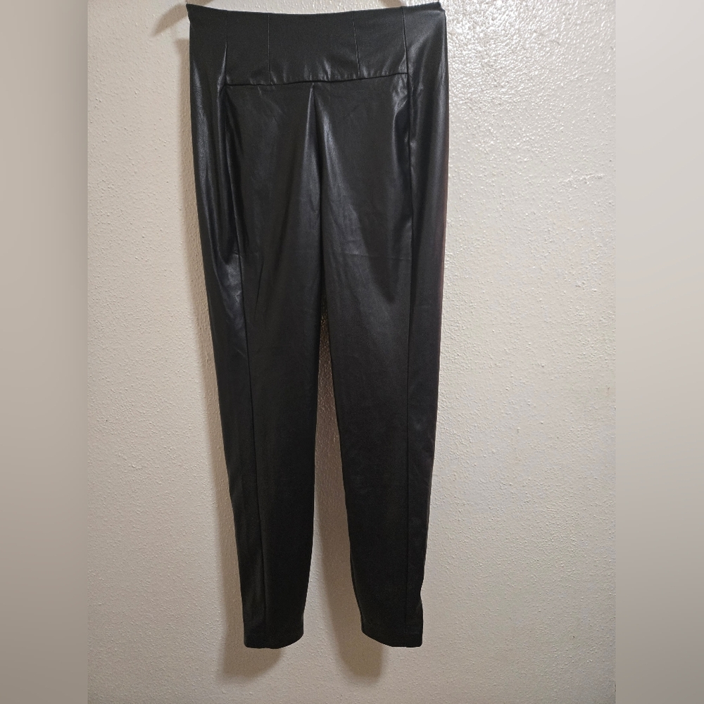 GUESS Los Angeles Mirin Corset PU Leggings Jet Black A996 Faux Leather-Size L(32